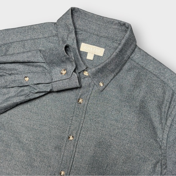Ash Other - Ash & Erie Men’s Medium Brushed Twill Flannel Long Sleeve Blue Slim Fit Cotton